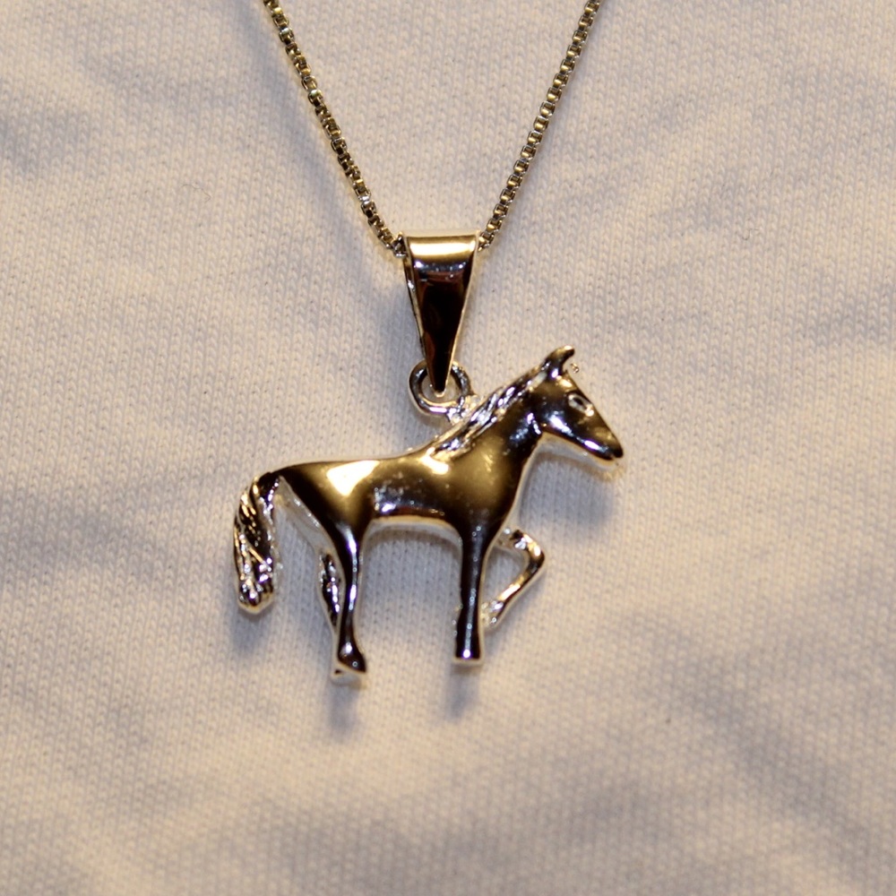 Silver horse necklace